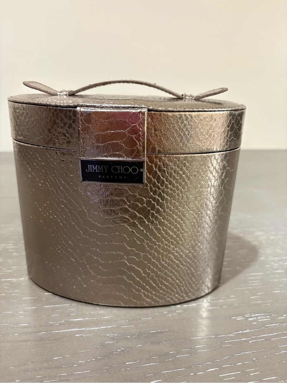 Jimmy Choo Metallic Snake-Embossed Jewelry Case - Rose Metallic